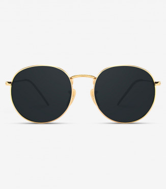 Black tinted round sunglasses